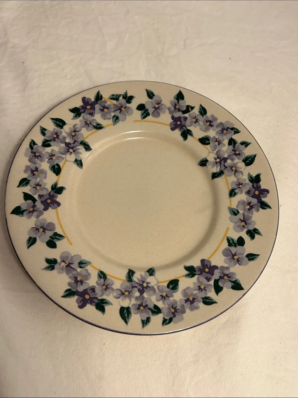 Farberware Cream Dinner Plate with Lavender Floral Wreath